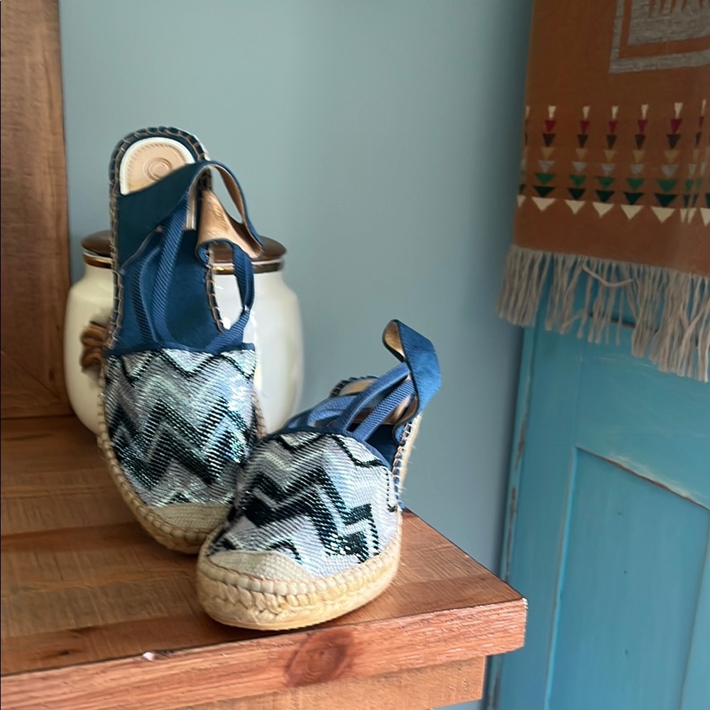 Blue Patterned Espadrilles